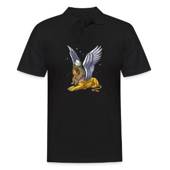 Sphinx aus der altägyptischen Mythologie - Männer Poloshirt - Schwarz - Vorne - Kai (181cm)
