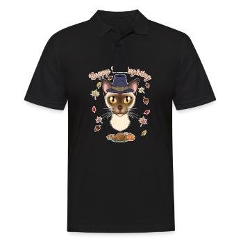 Amoureux des chats birmans I Happy Thanksgiving - Polo Homme - noir - Devant - Kai (181cm)