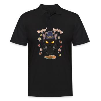 Bombay Cat Lover I Joyeux Thanksgiving - Polo Homme - noir - Devant - Kai (181cm)