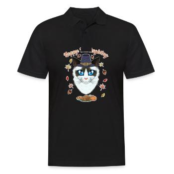Ragdoll Cat Lover I Happy Thanksgiving - Männer Poloshirt - Schwarz - Vorne - Kai (181cm)
