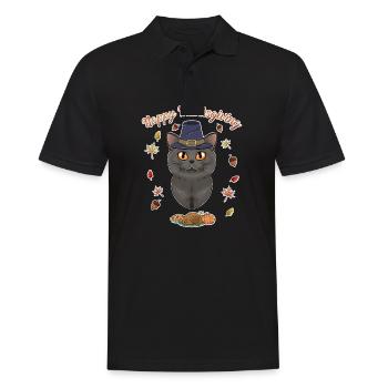 British Shorthair Cat Lover I Happy Thanksgiving - Polo Homme - noir - Devant - Kai (181cm)