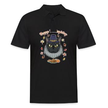 Maine Coon Cat Lover I Joyeux Thanksgiving - Polo Homme - noir - Devant - Kai (181cm)