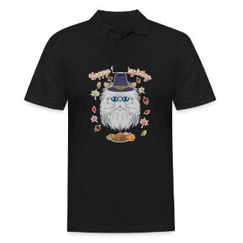 Persian Cat Lover I Happy Thanksgiving - Männer Poloshirt - Schwarz - Vorne - Kai (181cm)