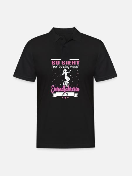 So sieht eine richtig coole Einradfahrerin Einrad - Männer Poloshirt - Schwarz