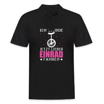 Ich würde jetzt lieber Einrad Unicycle - Männer Poloshirt - Schwarz - Vorne - Kai (181cm)