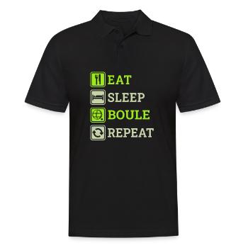 Eat Sleep Boule Repeat Lustige Boccia Sprüche - Männer Poloshirt - Schwarz - Vorne - Kai (181cm)