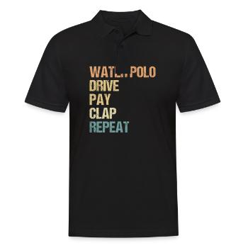 Watersport - Water Polo Drive Pay Clap Repeat - Männer Poloshirt - Schwarz - Vorne - Kai (181cm)