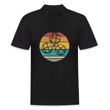 Vintage Boccia Kugel Retro Design 80s Boule Spiel - Männer Poloshirt - Schwarz - Vorne - Kai (181cm)