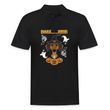 Happy Halloween I Dog Lover I Dachshund - Men's Polo Shirt - black - Front - Kai (181cm)