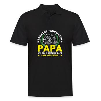 Traktor fahrender Papa wie ein normaler Papa - Männer Poloshirt - Schwarz - Vorne - Kai (181cm)