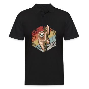 Cute Retro Vintage Flower Sloth - Men's Polo Shirt - black - Front - Kai (181cm)