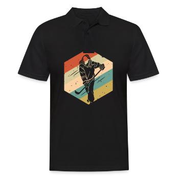 Retro Vintage Hockey sur glace Femmes Filles - Polo Homme - noir - Devant - Kai (181cm)