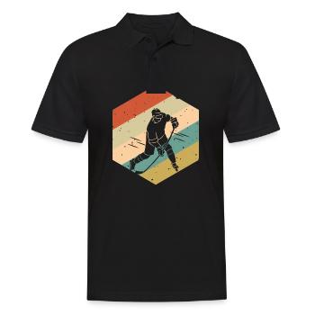 Retro Vintage Hockey sur glace Hommes Garçons - Polo Homme - noir - Devant - Kai (181cm)