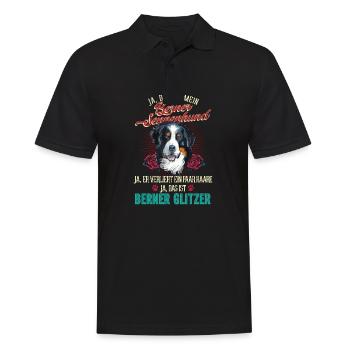 Berner Sennenhund Glitzer Haare - Männer Poloshirt - Schwarz - Vorne - Kai (181cm)
