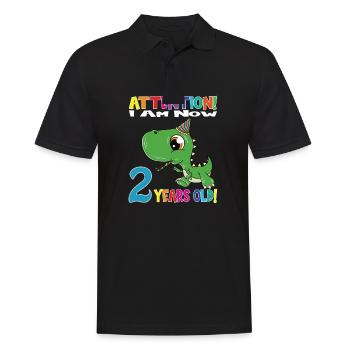 Dino Boy Attention I Am Now 2 Years Old - Men's Polo Shirt - black - Front - Kai (181cm)