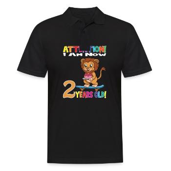 Lion Birthday Attention I Am Now 2 Years Old - Men's Polo Shirt - black - Front - Kai (181cm)