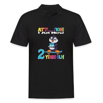 Penguin Attention I Am Now 2 Years Old - Men's Polo Shirt - black - Front - Kai (181cm)