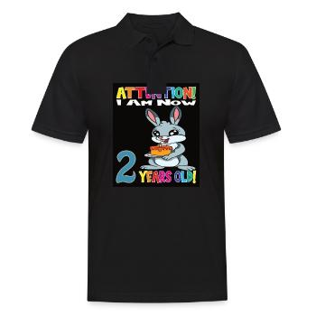 Rabbit Attention I Am Now 2 Years Old - Men's Polo Shirt - black - Front - Kai (181cm)