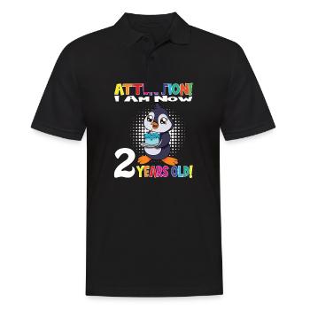 Penguin Attention I Am Now 2 Years Old - Men's Polo Shirt - black - Front - Kai (181cm)