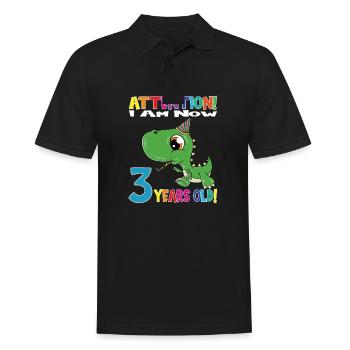 Dino Boy Attention I Am Now 3 Years Old - Men's Polo Shirt - black - Front - Kai (181cm)