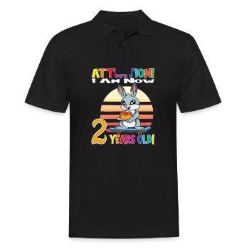 Rabbit Attention I Am Now 2 Years Old - Men's Polo Shirt - black - Front - Kai (181cm)