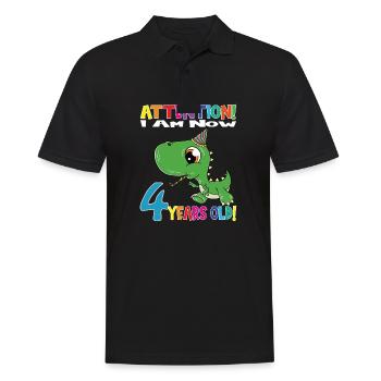 Dino Anniversaire J’ai maintenant 4 ans - Polo Homme - noir - Devant - Kai (181cm)