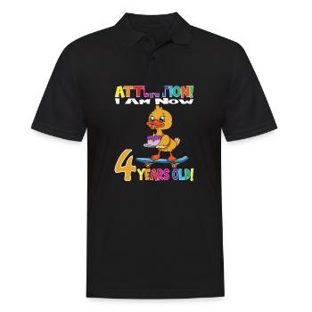 Anniversaire de canard J’ai maintenant 4 ans - Polo Homme - noir - Devant - Kai (181cm)