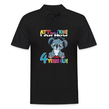 Koala Anniversaire J’ai maintenant 4 ans - Polo Homme - noir - Devant - Kai (181cm)