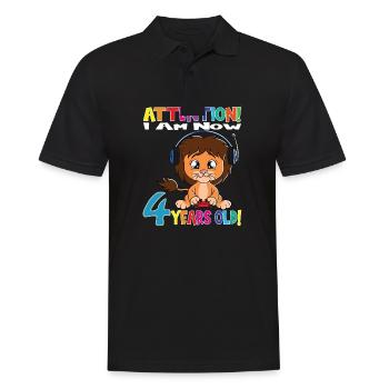 Anniversaire de lion j’ai maintenant 4 ans - Polo Homme - noir - Devant - Kai (181cm)