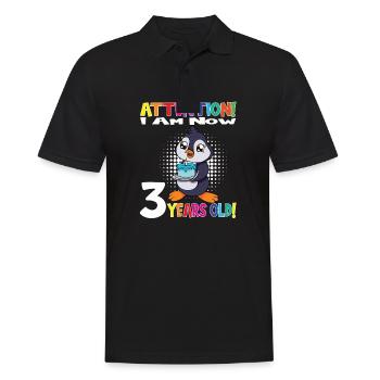 Penguin Attention I Am Now 3 Years Old - Men's Polo Shirt - black - Front - Kai (181cm)