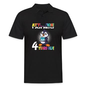 Penguin Anniversaire J’ai maintenant 4 ans - Polo Homme - noir - Devant - Kai (181cm)