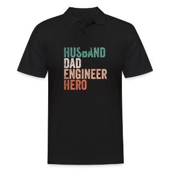 Husband Dad Engineer Hero, Gift Engineer Dad - Polo Homme - noir - Devant - Kai (181cm)