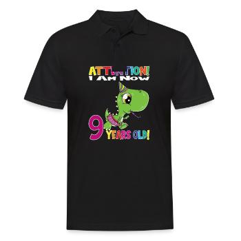 Dino Girl Birthday I Am Now 9 Years Old - Männer Poloshirt - Schwarz - Vorne - Kai (181cm)