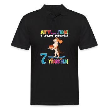 Dog Birthday I Am Now 7 Years Old - Men's Polo Shirt - black - Front - Kai (181cm)
