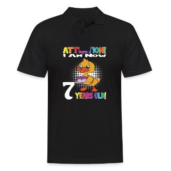 Duck Birthday I Am Now 7 Years Old - Men's Polo Shirt - black - Front - Kai (181cm)
