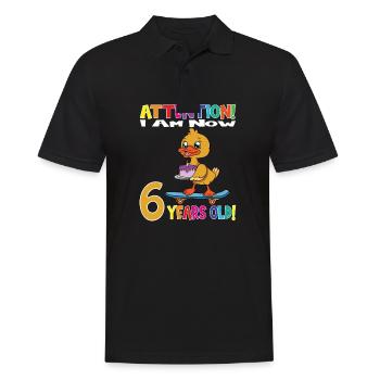 Anniversaire de canard J’ai maintenant 6 ans - Polo Homme - noir - Devant - Kai (181cm)
