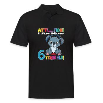 Anniversaire Koala J'ai maintenant 6 ans - Polo Homme - noir - Devant - Kai (181cm)