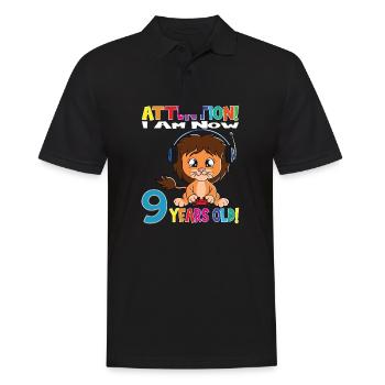 Anniversaire du Lion J’ai maintenant 9 ans - Polo Homme - noir - Devant - Kai (181cm)