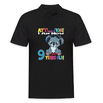 Koala Birthday I Am Now 9 Years Old - Männer Poloshirt - Schwarz - Vorne - Kai (181cm)