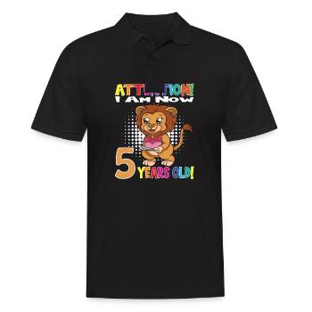 Anniversaire Lion J'ai maintenant 5 ans - Polo Homme - noir - Devant - Kai (181cm)