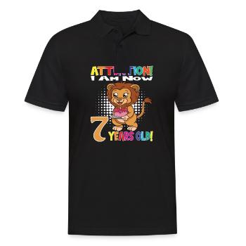 Anniversaire Lion J'ai maintenant 7 ans - Polo Homme - noir - Devant - Kai (181cm)