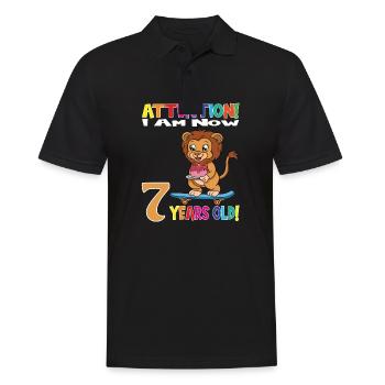 Anniversaire Lion J'ai maintenant 7 ans - Polo Homme - noir - Devant - Kai (181cm)