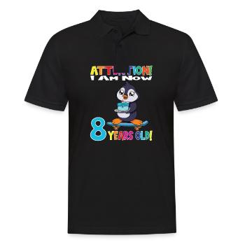 Penguin Birthday I Am Now 8 Years Old - Männer Poloshirt - Schwarz - Vorne - Kai (181cm)