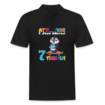 Penguin Birthday I Am Now 7 Years Old - Men's Polo Shirt - black - Front - Kai (181cm)