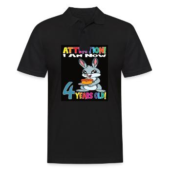 Anniversaire de lapin J’ai maintenant 4 ans - Polo Homme - noir - Devant - Kai (181cm)