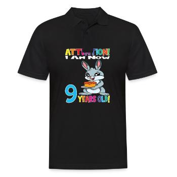 Rabbit Birthday I Am Now 9 Years Old - Männer Poloshirt - Schwarz - Vorne - Kai (181cm)