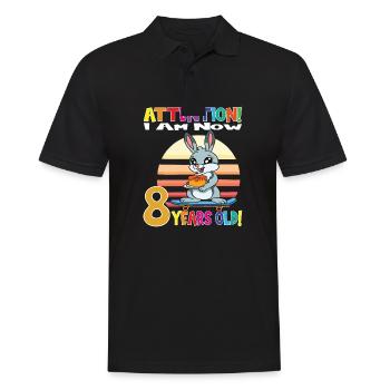 Rabbit Birthday I Am Now 8 Years Old - Männer Poloshirt - Schwarz - Vorne - Kai (181cm)