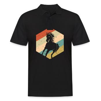 Cheval Vintage Rétro - Polo Homme - noir - Devant - Kai (181cm)