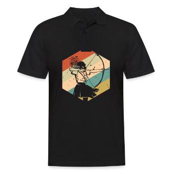 Retro Vintage Bogenschützin - Männer Poloshirt - Schwarz - Vorne - Kai (181cm)