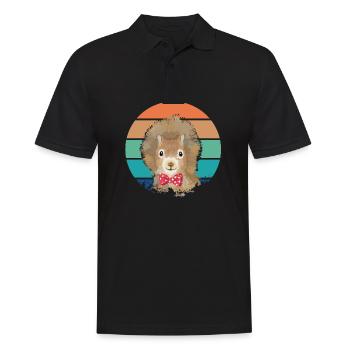 Retro Vintage Eichhörnchen mit Fliege - Männer Poloshirt - Schwarz - Vorne - Kai (181cm)